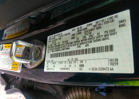 2020 Ford Escape Se Sport Hybrid z USA, uszkodzony, nr VIN 1FMCU0BZ6LUB87864